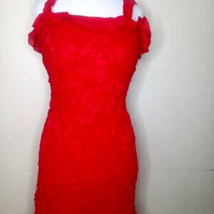 SEXY RED LACE RUFFLE DRESS BNWT